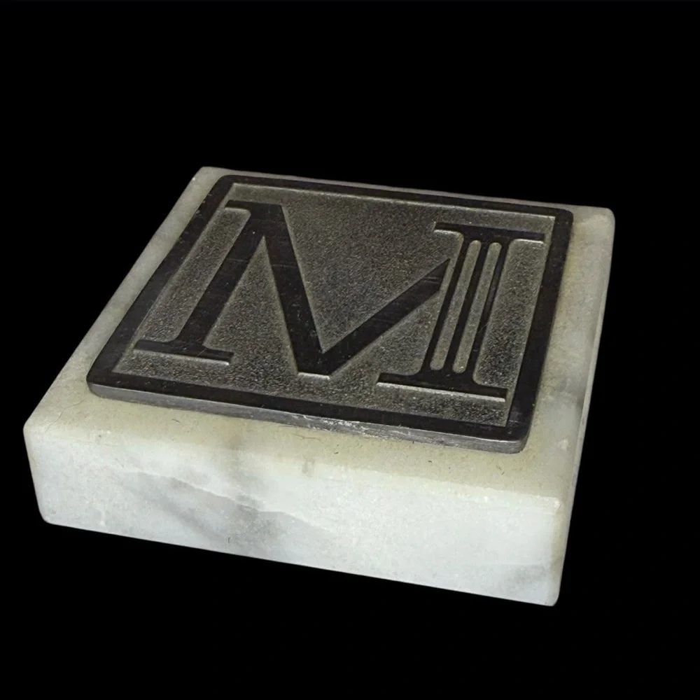 vintage solid marble desktop paperweight or coaster